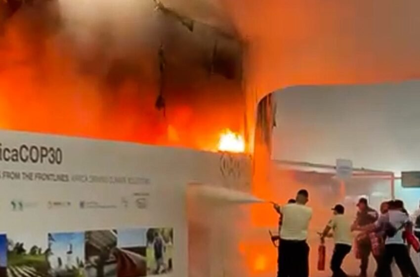  Incêndio atinge parte do pavilhão da COP30, em Belém