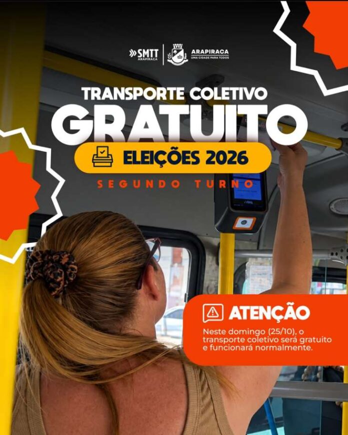 Arapiraca terá transporte coletivo gratuito neste segundo turno das eleições