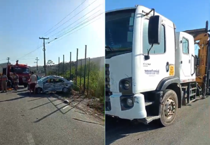Colisão entre carro e caminhão da Equatorial na AL-101 Norte mobiliza socorro médico
