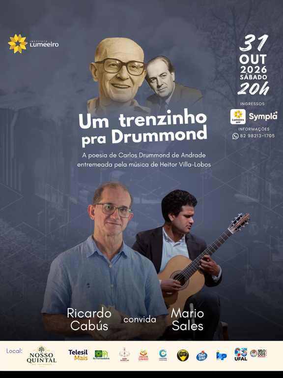 Noite cultural com Drummond e Villa-Lobos acontece em 31 de outubro em Maceió