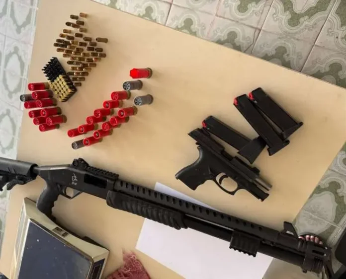 PM e oficiais de Justiça apreendem armas e munições em caso de violência doméstica